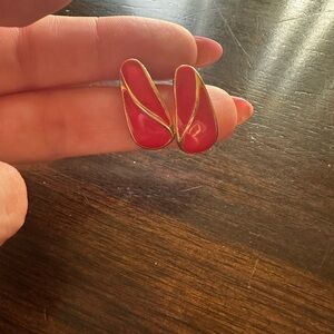 Vintage Trifari Red and Gold Earrings